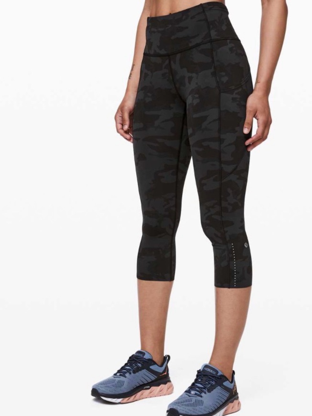Lululemon Fast & Free Crop II Nulux 19" Incognito Camo Multi Grey Size 14